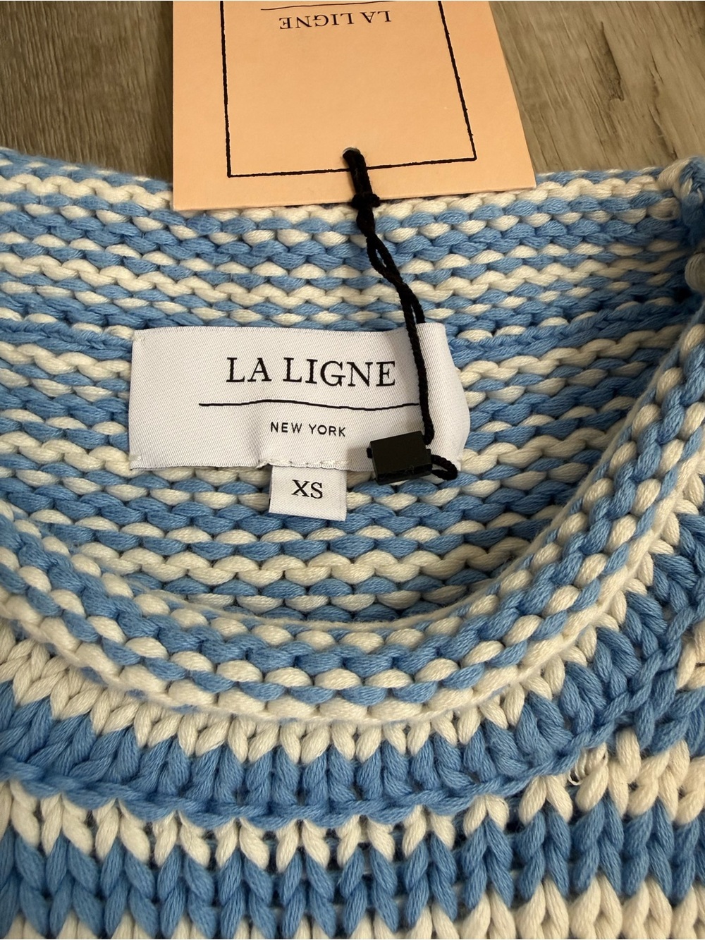 NWT La Ligne Fine Stripe Mini Marina Sweater blue & white - Picture 3 of 14